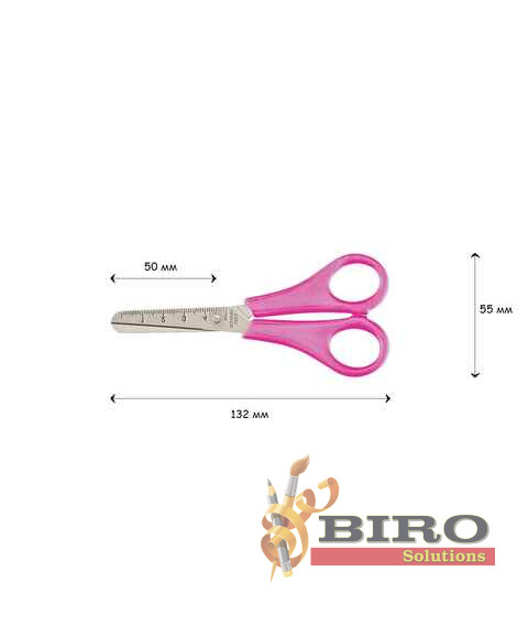 Foarfecă pentru copii cu riglă 13.2cm, roz, KIDS Line